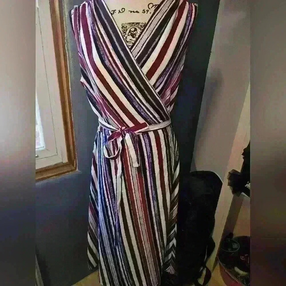 Alex Marie Dresses & Skirts - Alex Marie Womans Striped Wrap Dress Size L